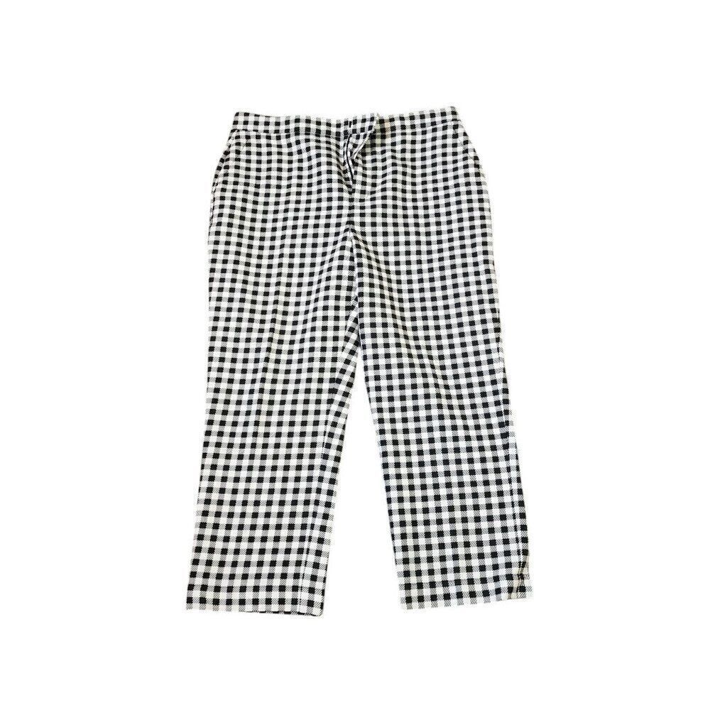 Kate Spade Midrise Cropped Check Capri Pants Womens Size 16 Black White